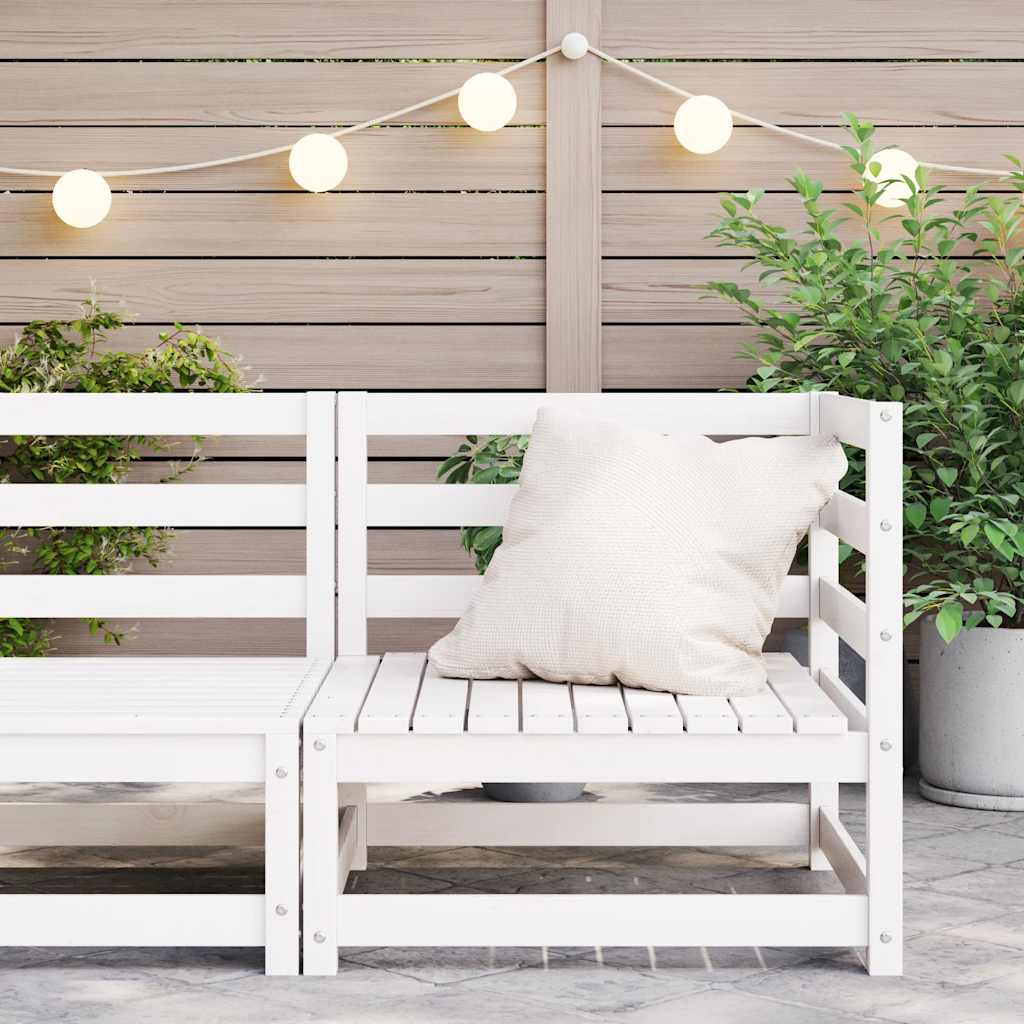 Garden Corner Sofa White Solid Wood Pine