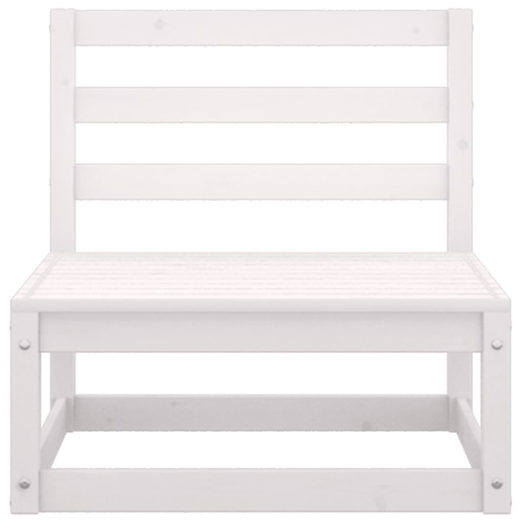 Garden Middle Sofa White Solid Wood Pine