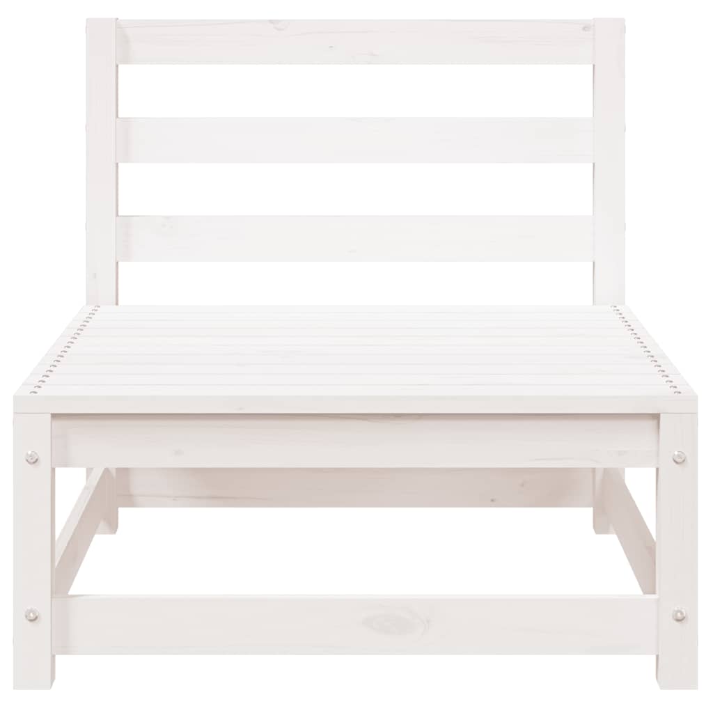 Garden Middle Sofa White Solid Wood Pine