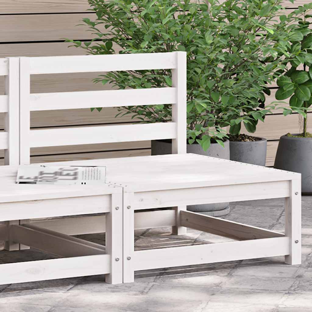 Garden Middle Sofa White Solid Wood Pine