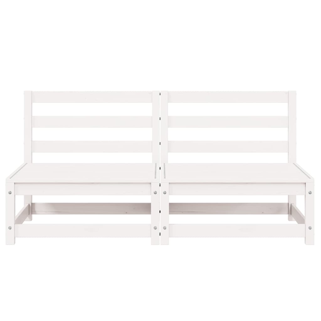 Garden Middle Sofas 2 pcs White Solid Wood Pine