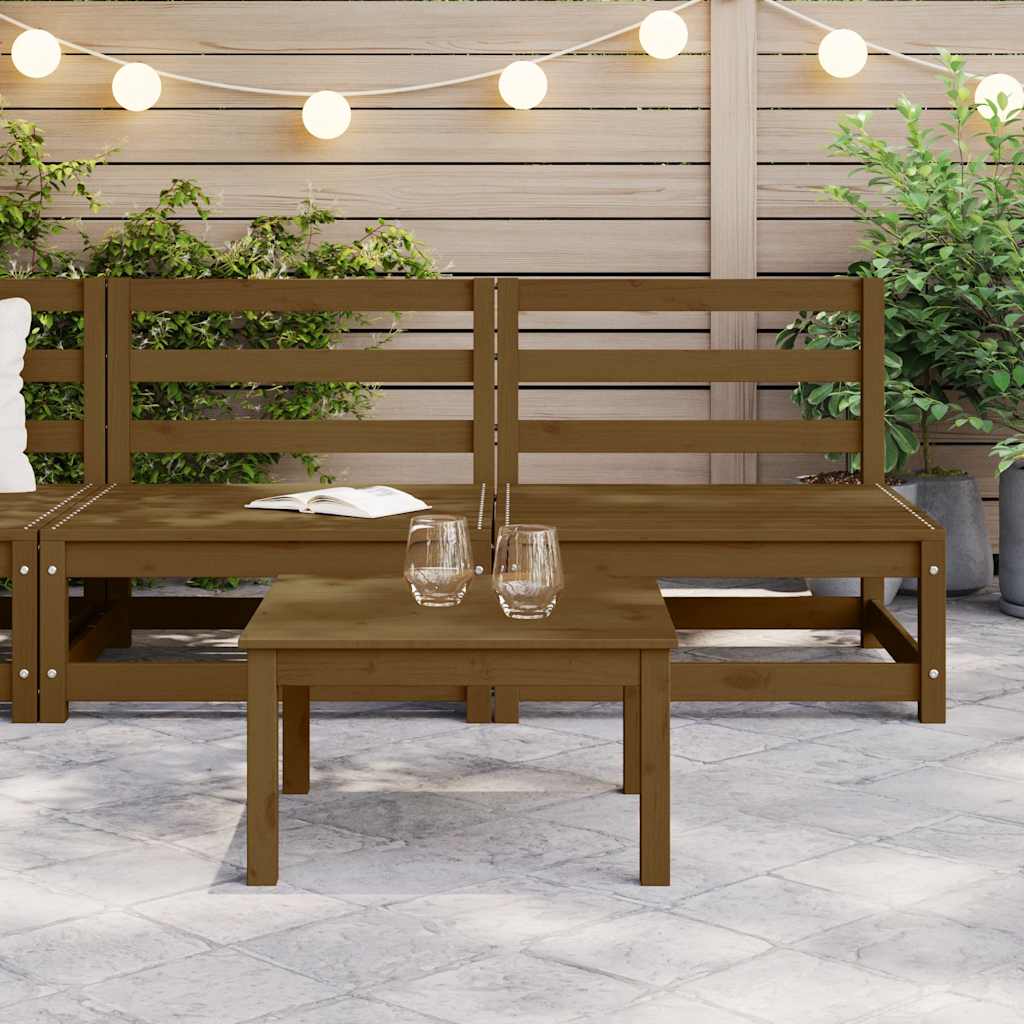 Garden Middle Sofas 2 pcs Honey Brown Solid Wood Pine