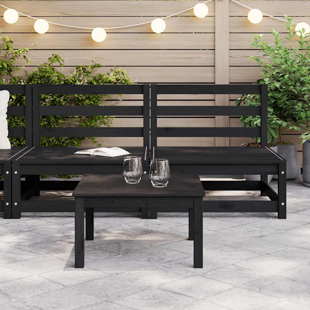 Garden Middle Sofas 2 pcs Black Solid Wood Pine