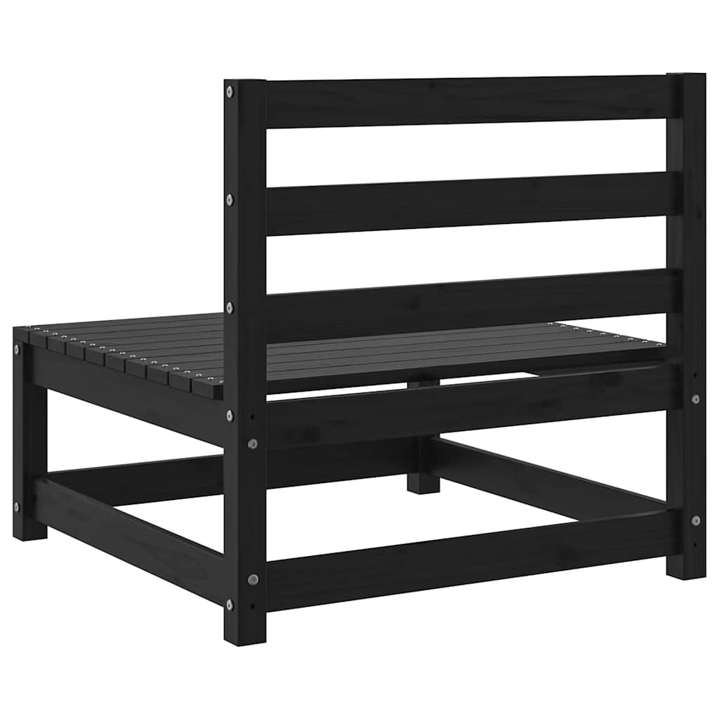 Garden Middle Sofas 2 pcs Black Solid Wood Pine