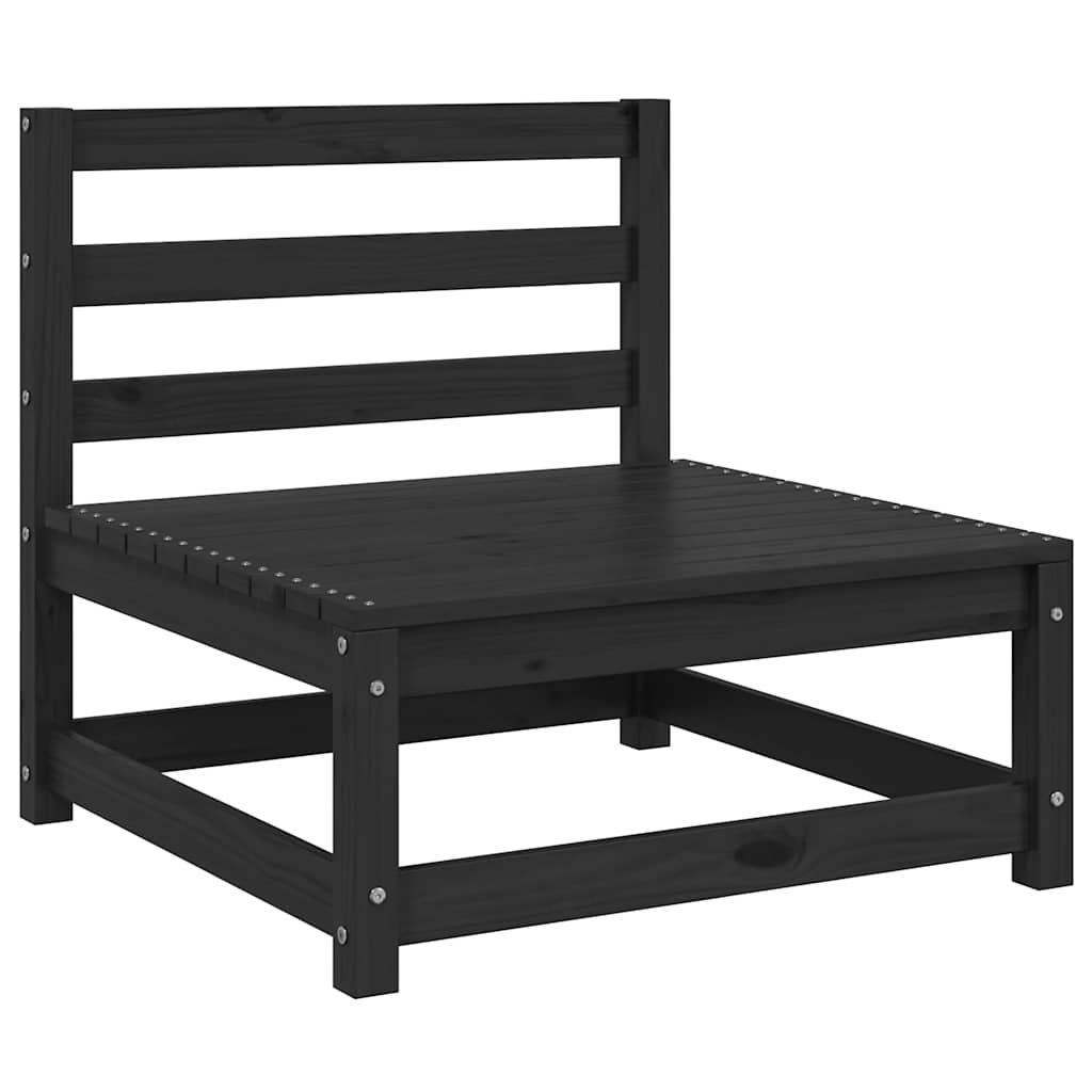 Garden Middle Sofas 3 pcs Black Solid Wood Pine