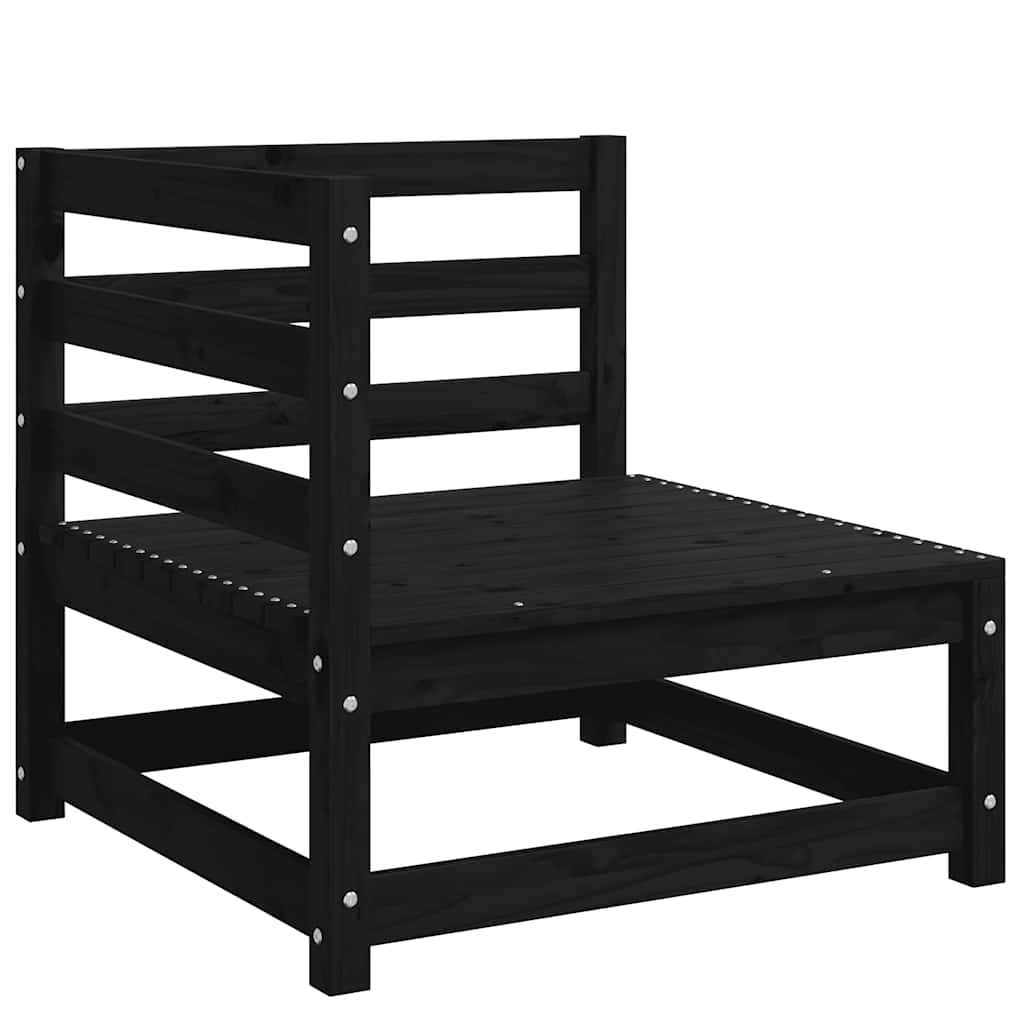 2 Piece Garden Lounge Set Black Solid Pinewood