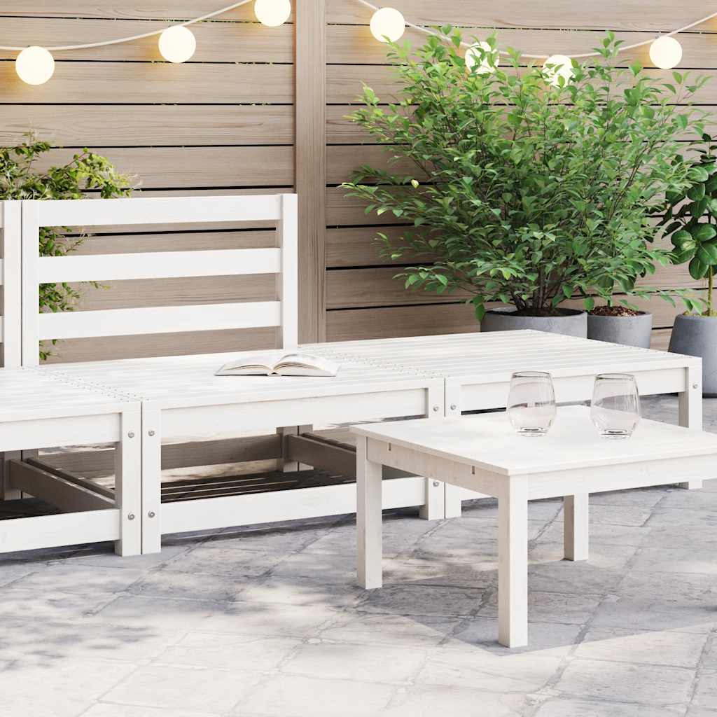 2 Piece Garden Lounge Set White Solid Pinewood