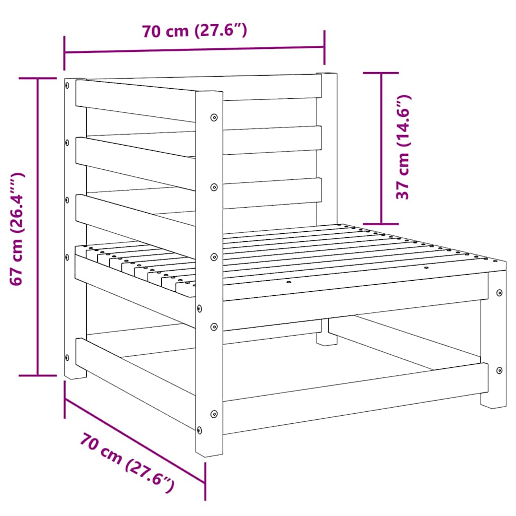 3 Piece Garden Lounge Set Black Solid Pinewood