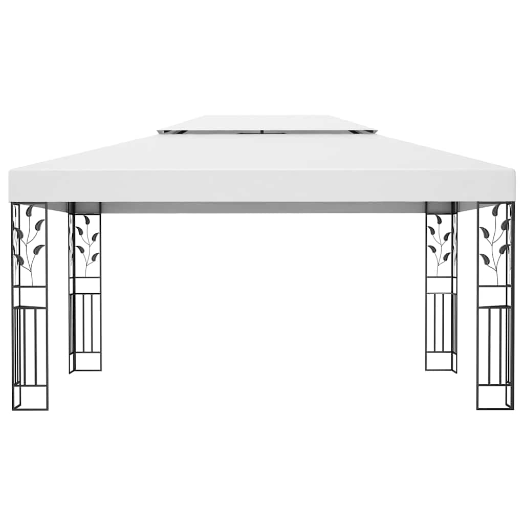 Gazebo with Double Roof&LED String Lights 3x4 m White