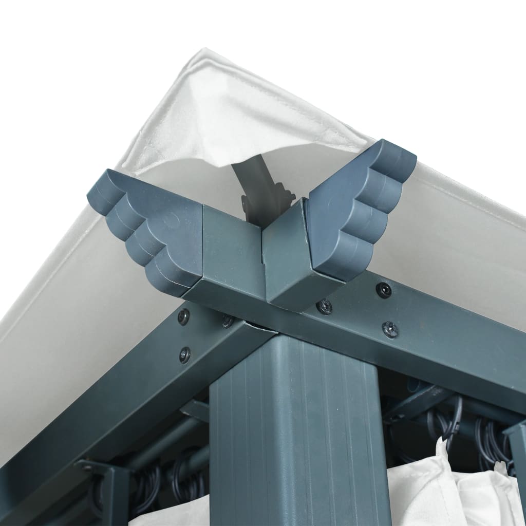 Gazebo with Curtain&LED String Lights 4x3 m Cream Aluminium