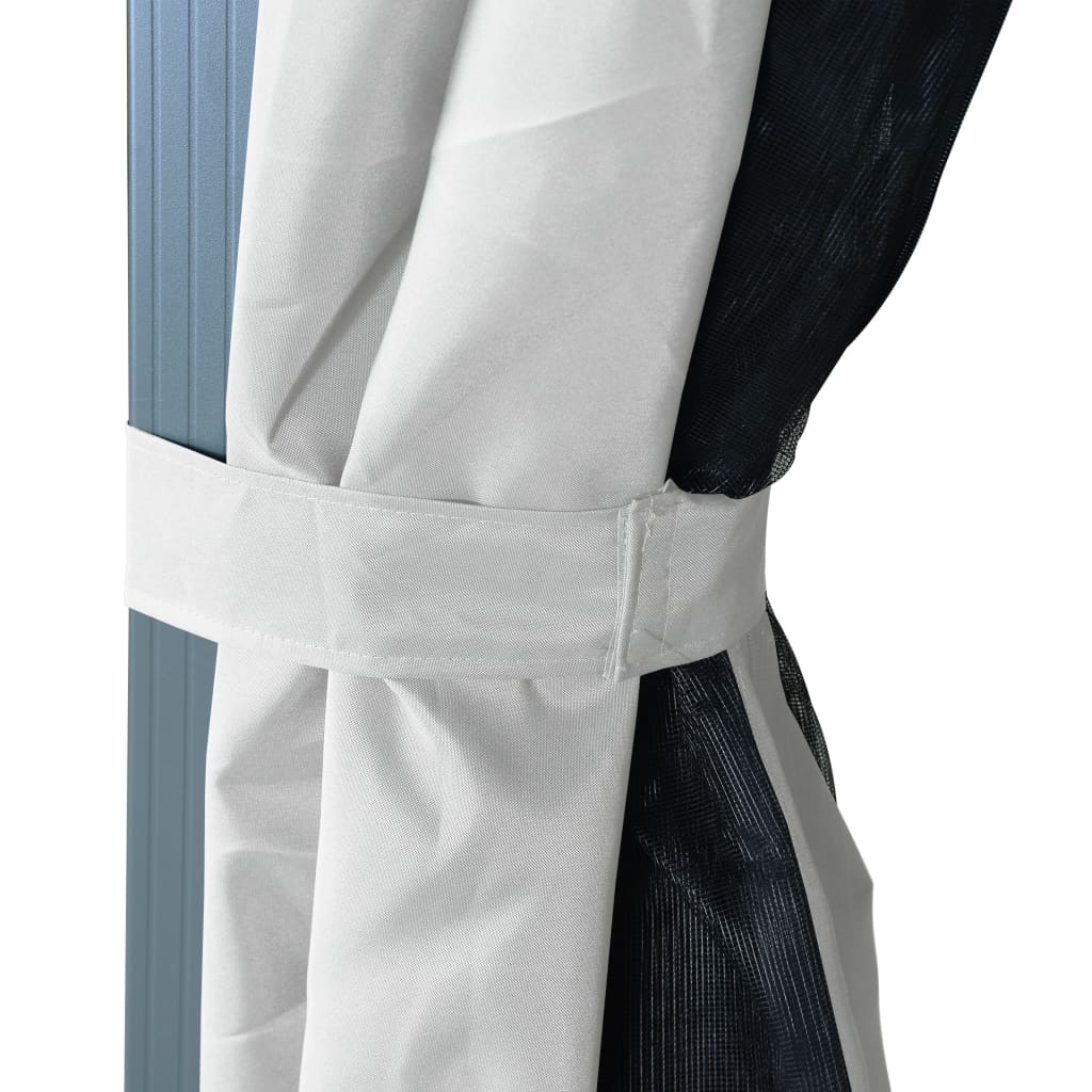 Gazebo with Curtain&LED String Lights 4x3 m Cream Aluminium