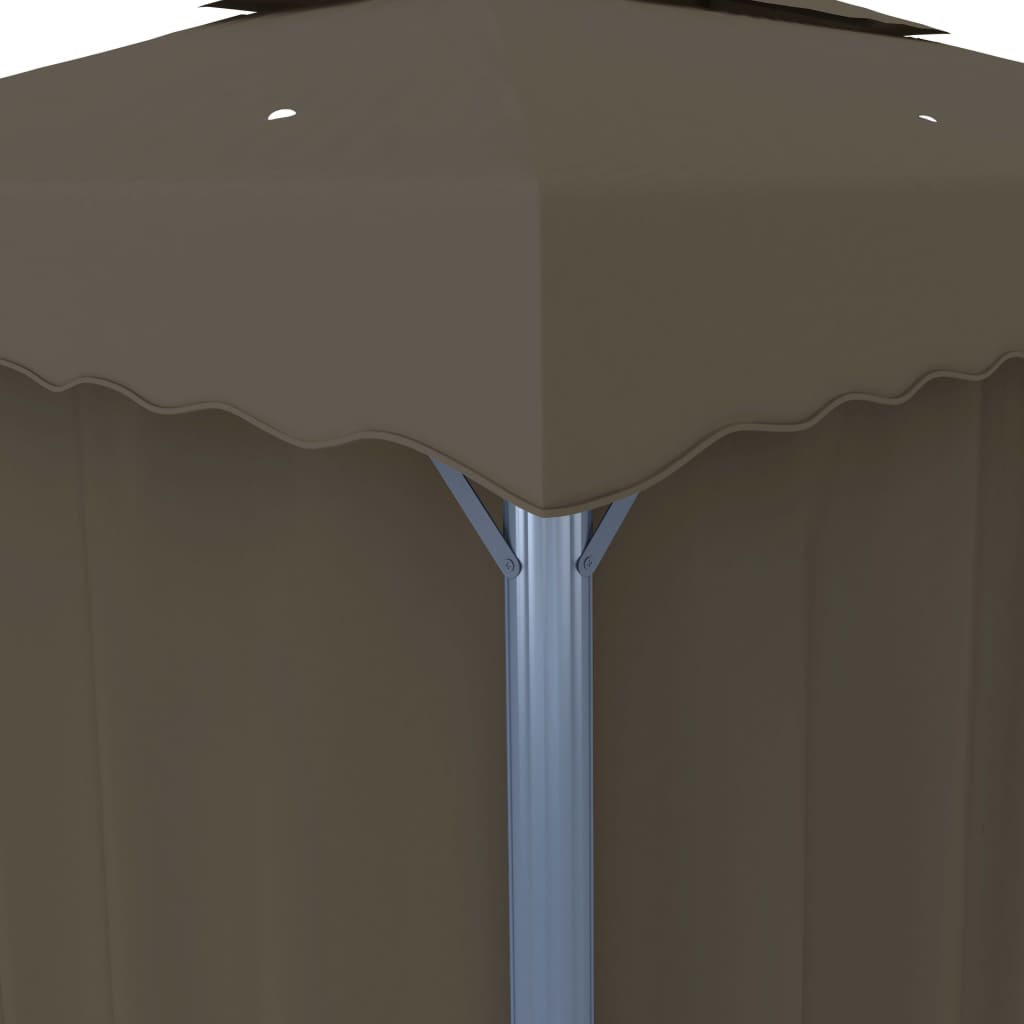 Gazebo with Curtain&LED String Lights 4x3 m Taupe