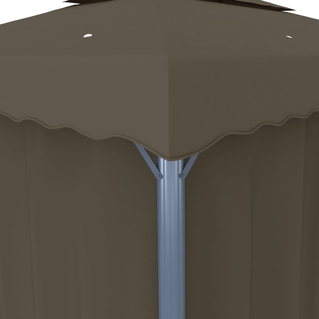 Gazebo with Curtain&LED String Lights 4x3 m Taupe