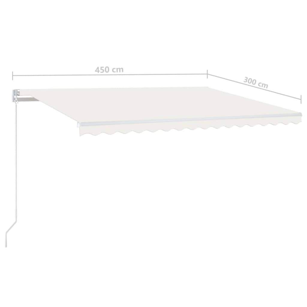 Manual Retractable Awning with LED 450x300 cm Cream