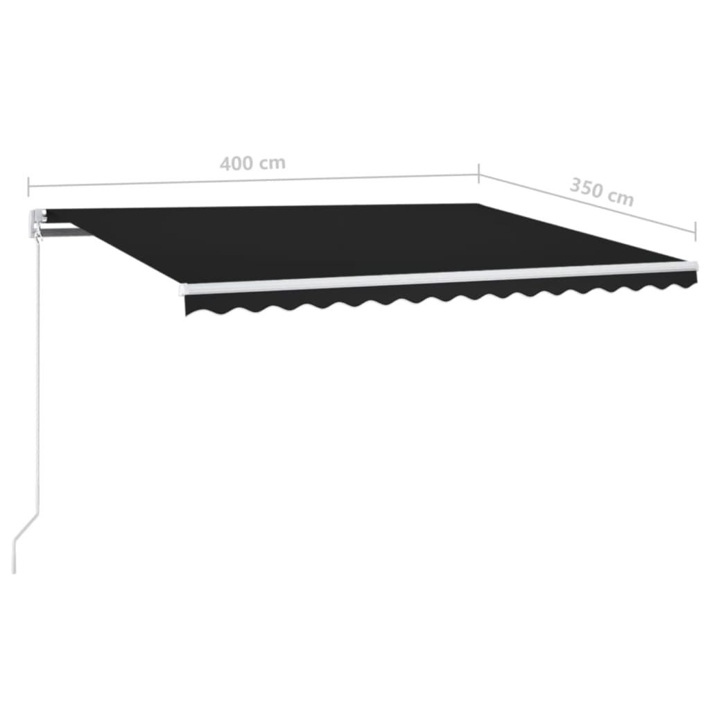 Manual Retractable Awning with LED 400x350 cm Anthracite