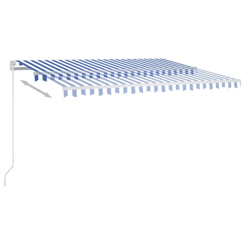 Manual Retractable Awning 450x350 cm Blue and White