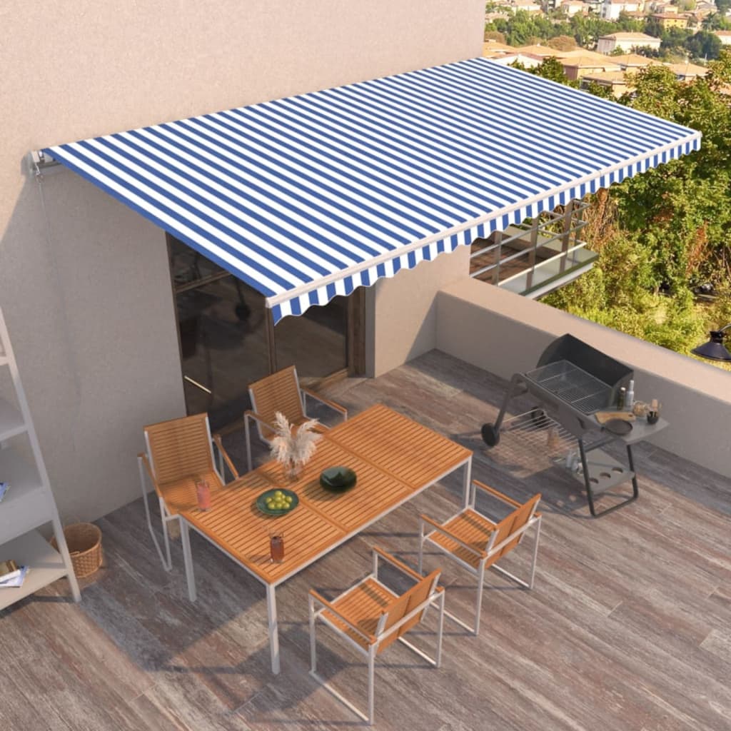 Manual Retractable Awning 600x350 cm Blue and White