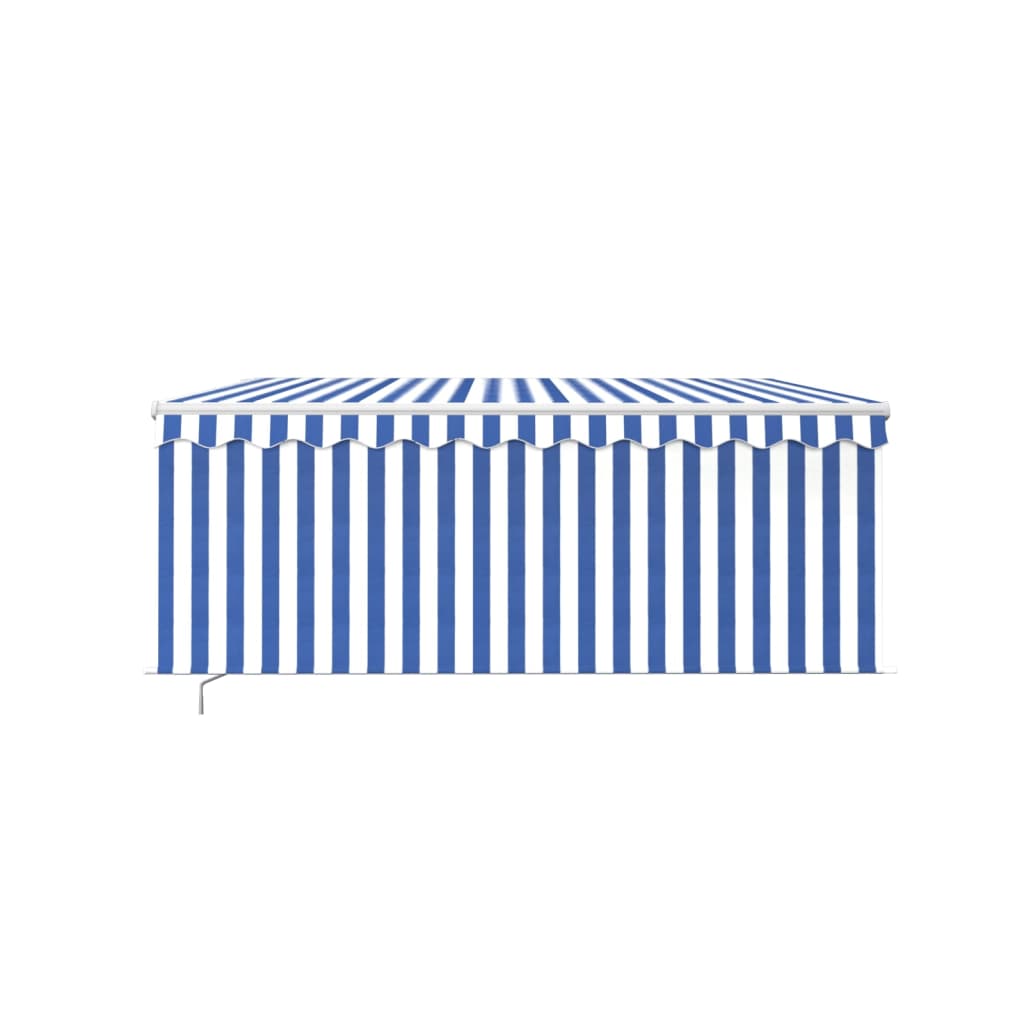 Manual Retractable Awning with Blind 3.5x2.5m Blue&White