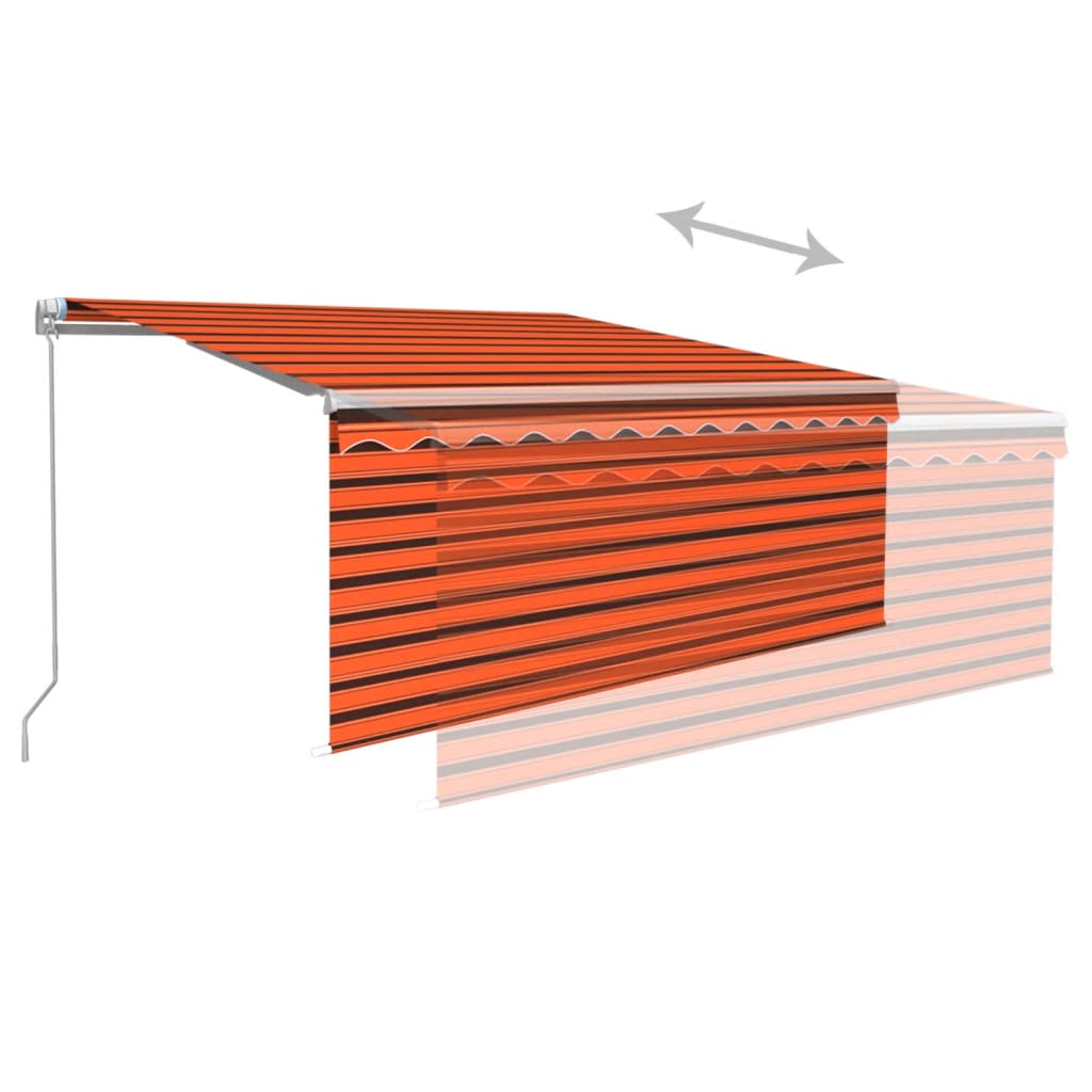 Manual Retractable Awning with Blind 3.5x2.5m Orange&Brown