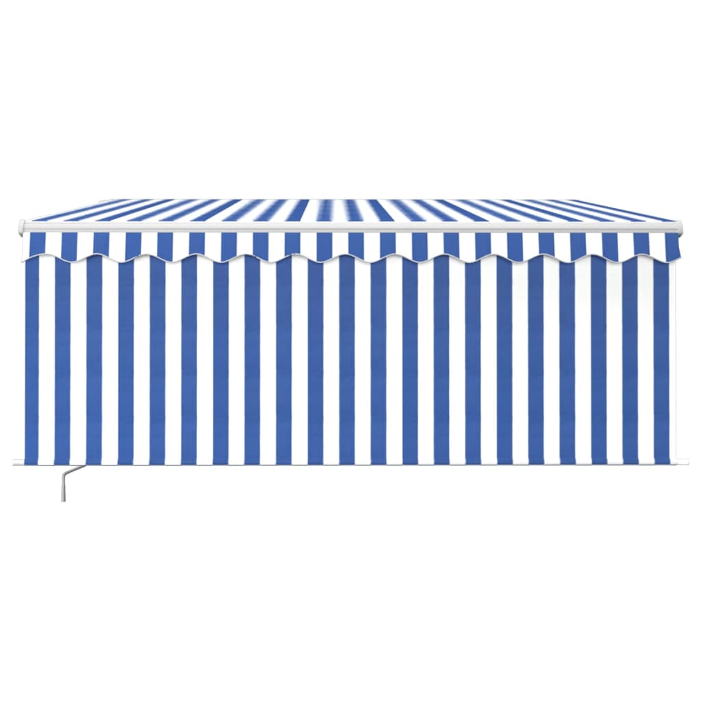Manual Retractable Awning with Blind&LED 3.5x2.5m Blue&White