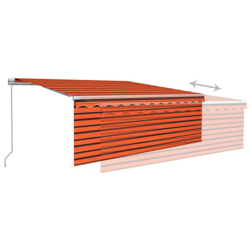 Manual Retractable Awning with Blind 4.5x3m Orange&Brown
