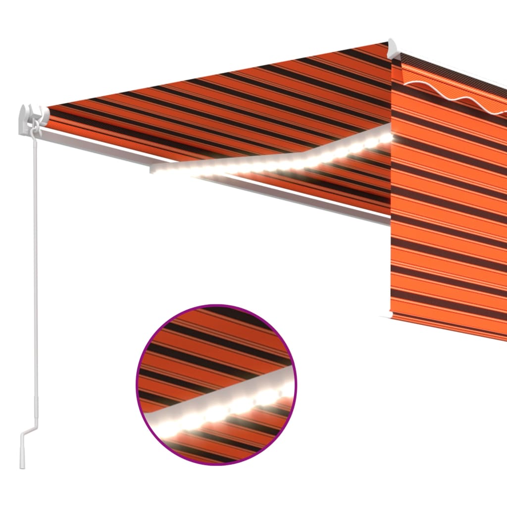 Manual Retractable Awning with Blind&LED 4.5x3m Orange&Brown