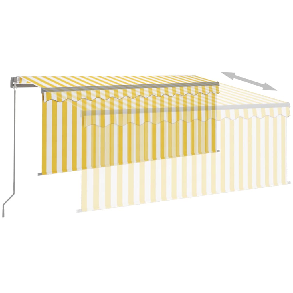 Manual Retractable Awning with Blind&LED 3x2.5m Yellow&White