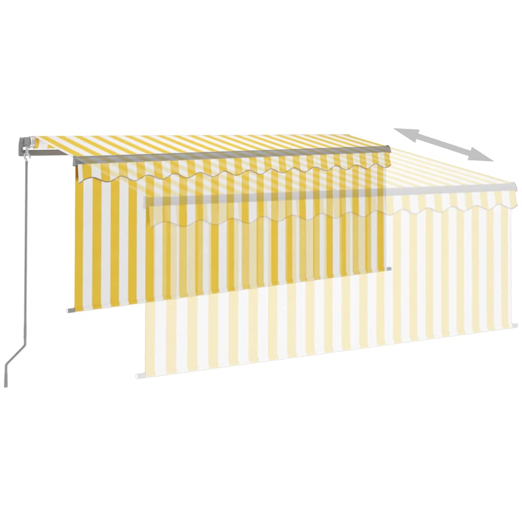 Manual Retractable Awning with Blind&LED 3x2.5m Yellow&White