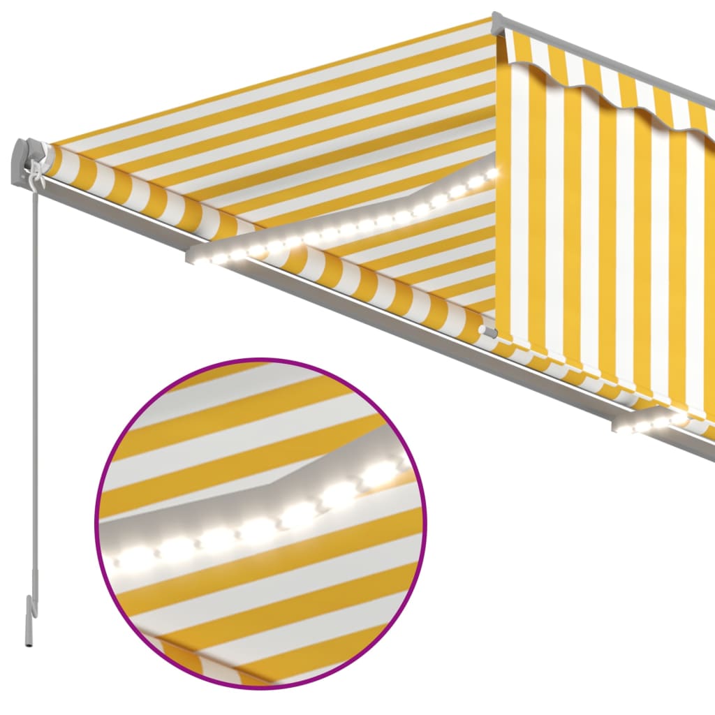 Manual Retractable Awning with Blind&LED 3x2.5m Yellow&White