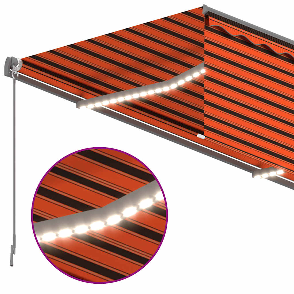 Manual Retractable Awning with Blind&LED 3.5x2.5m Orange&Brown