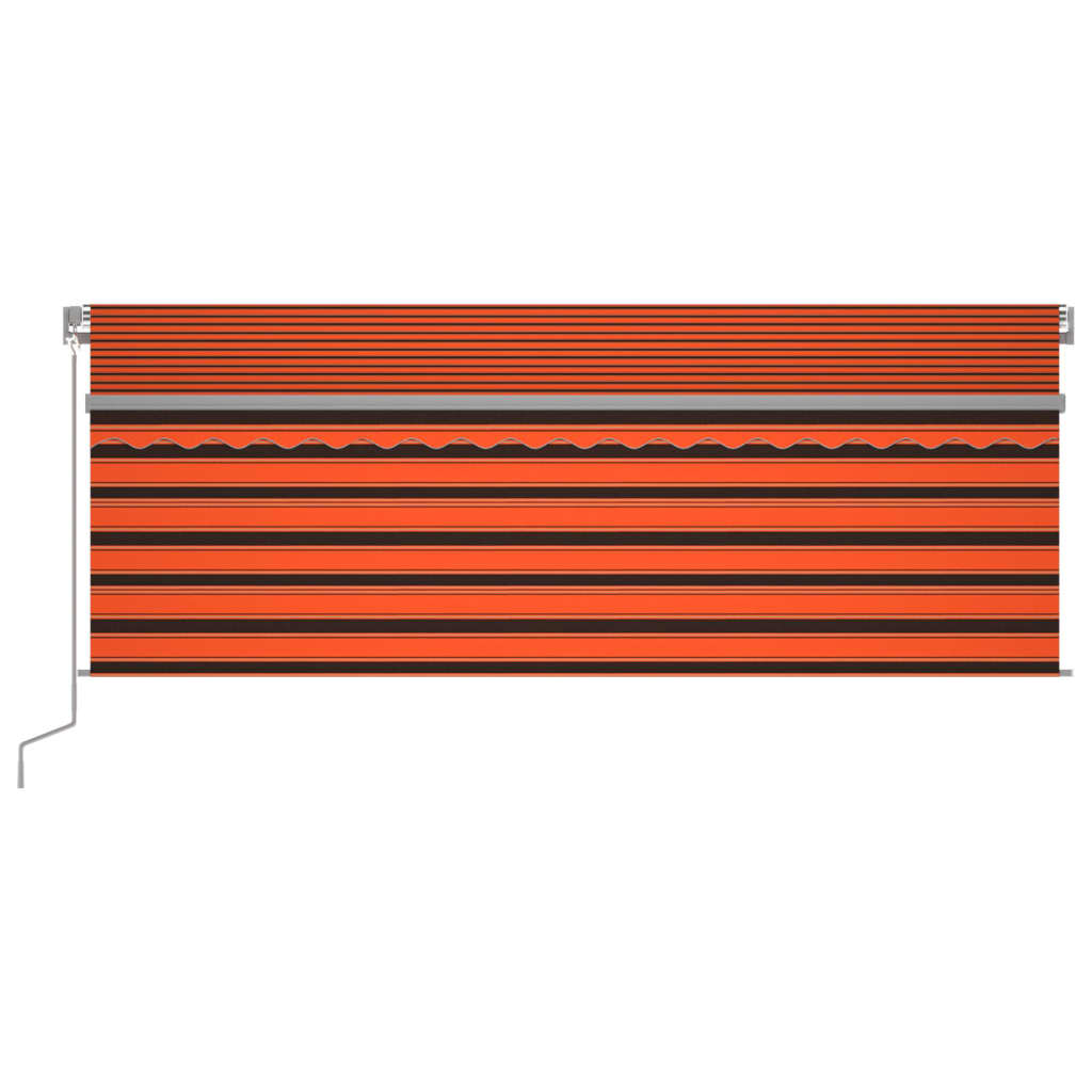 Manual Retractable Awning with Blind&LED 4x3m Orange&Brown