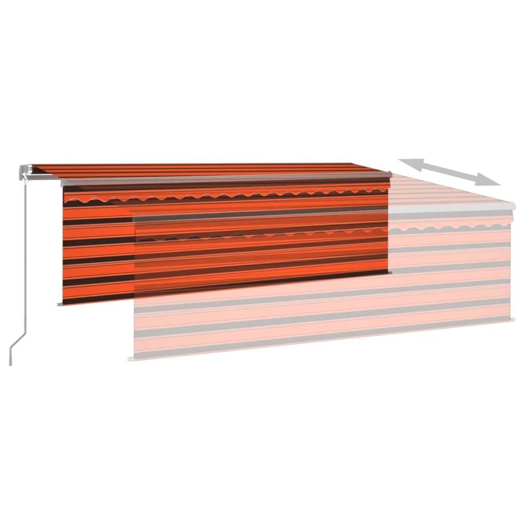 Manual Retractable Awning with Blind&LED 4.5x3m Orange&Brown