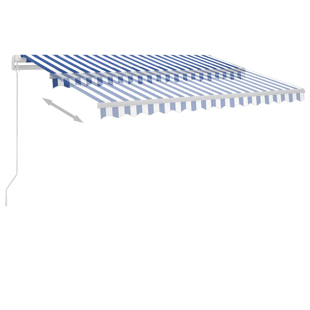 Manual Retractable Awning with LED 300x250 cm Blue and White