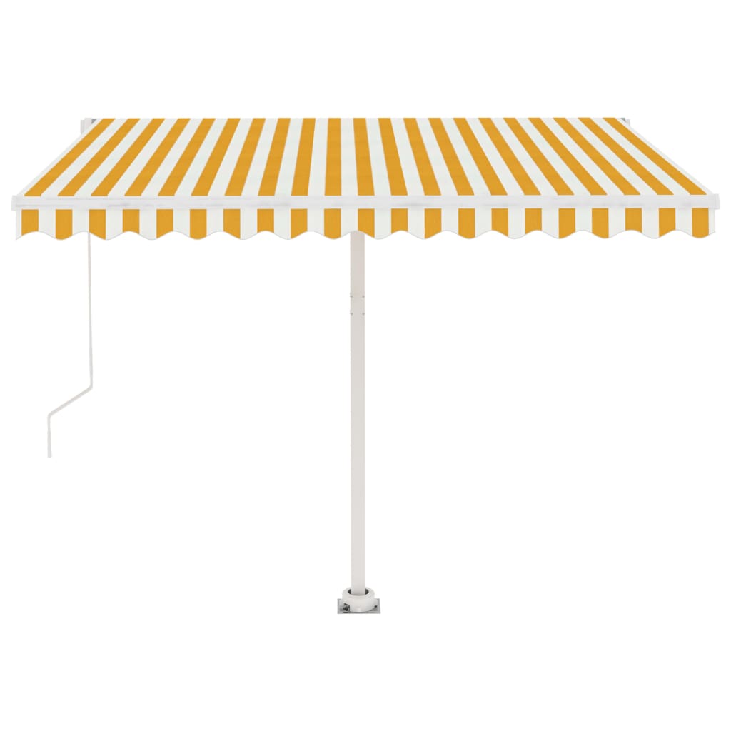 Manual Retractable Awning with LED 300x250 cm Yellow and White