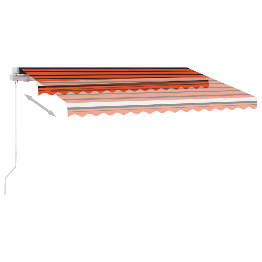 Manual Retractable Awning with LED 300x250 cm Orange and Brown