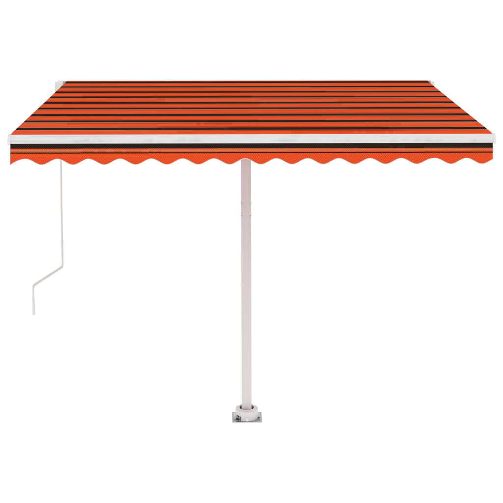 Manual Retractable Awning with LED 300x250 cm Orange and Brown