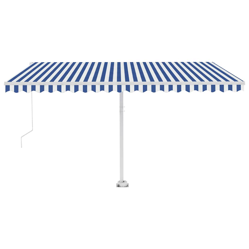 Freestanding Manual Retractable Awning 400x350 cm Blue/White