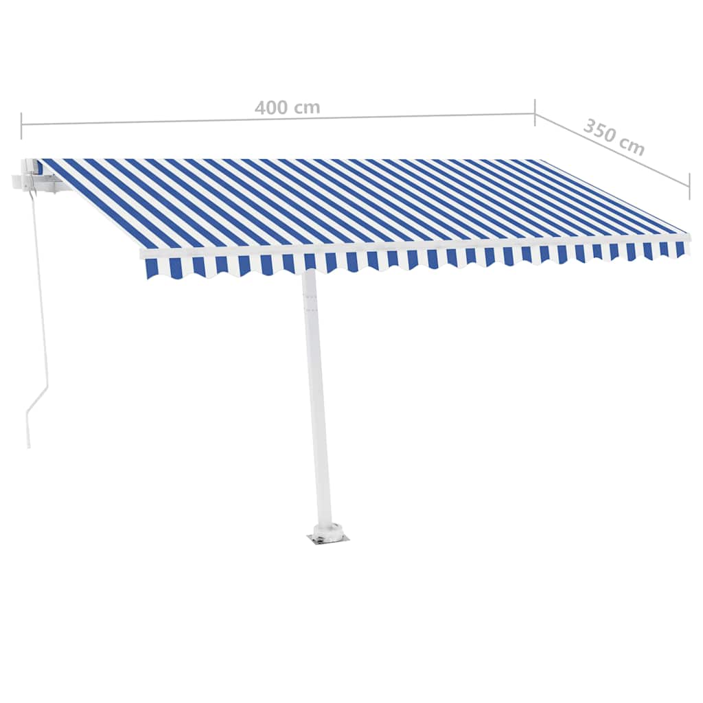 Freestanding Manual Retractable Awning 400x350 cm Blue/White