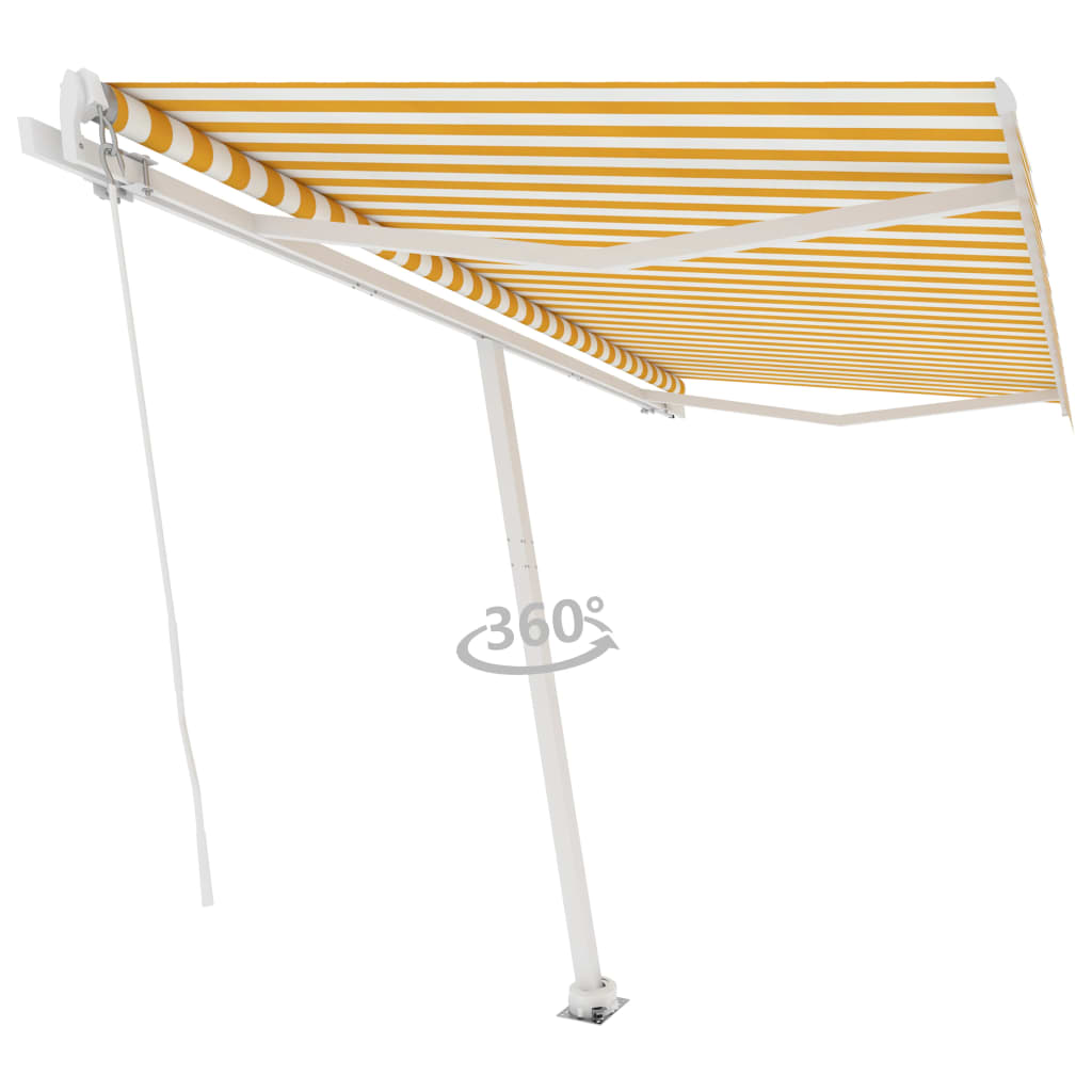 Freestanding Manual Retractable Awning 400x350 cm Yellow/White