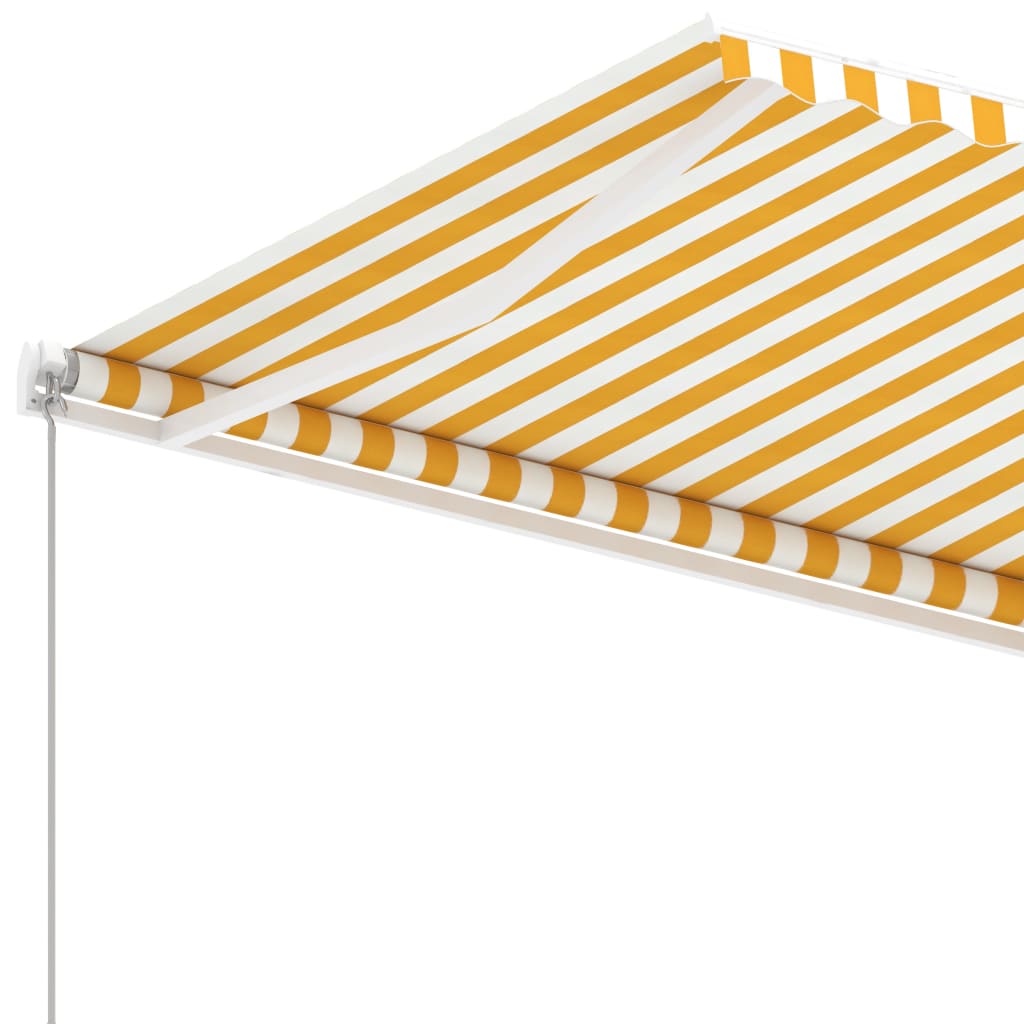 Freestanding Manual Retractable Awning 400x350 cm Yellow/White