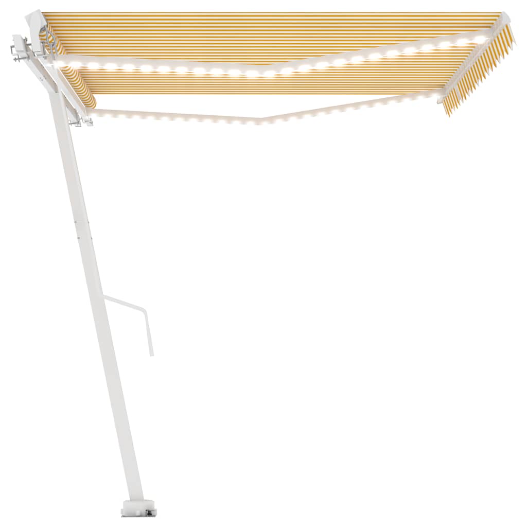 Manual Retractable Awning with LED 400x350 cm Yellow and White