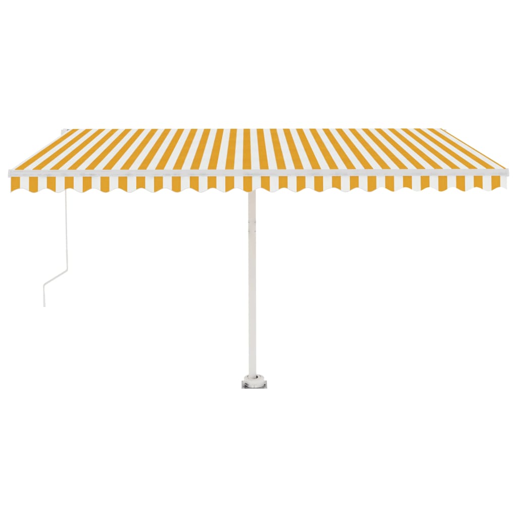 Freestanding Manual Retractable Awning 450x350 cm Yellow/White