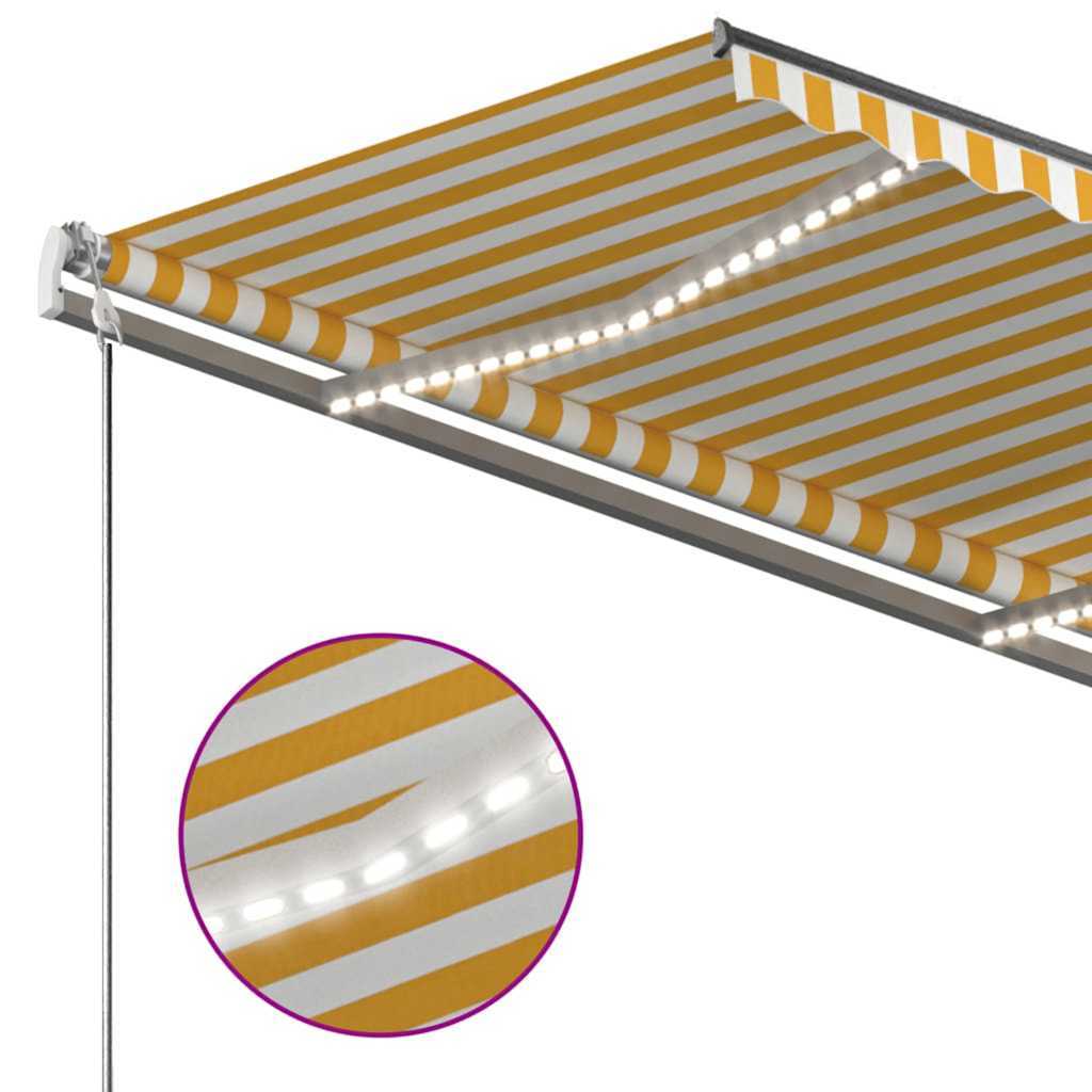 Manual Retractable Awning with LED 350x250 cm Yellow and White