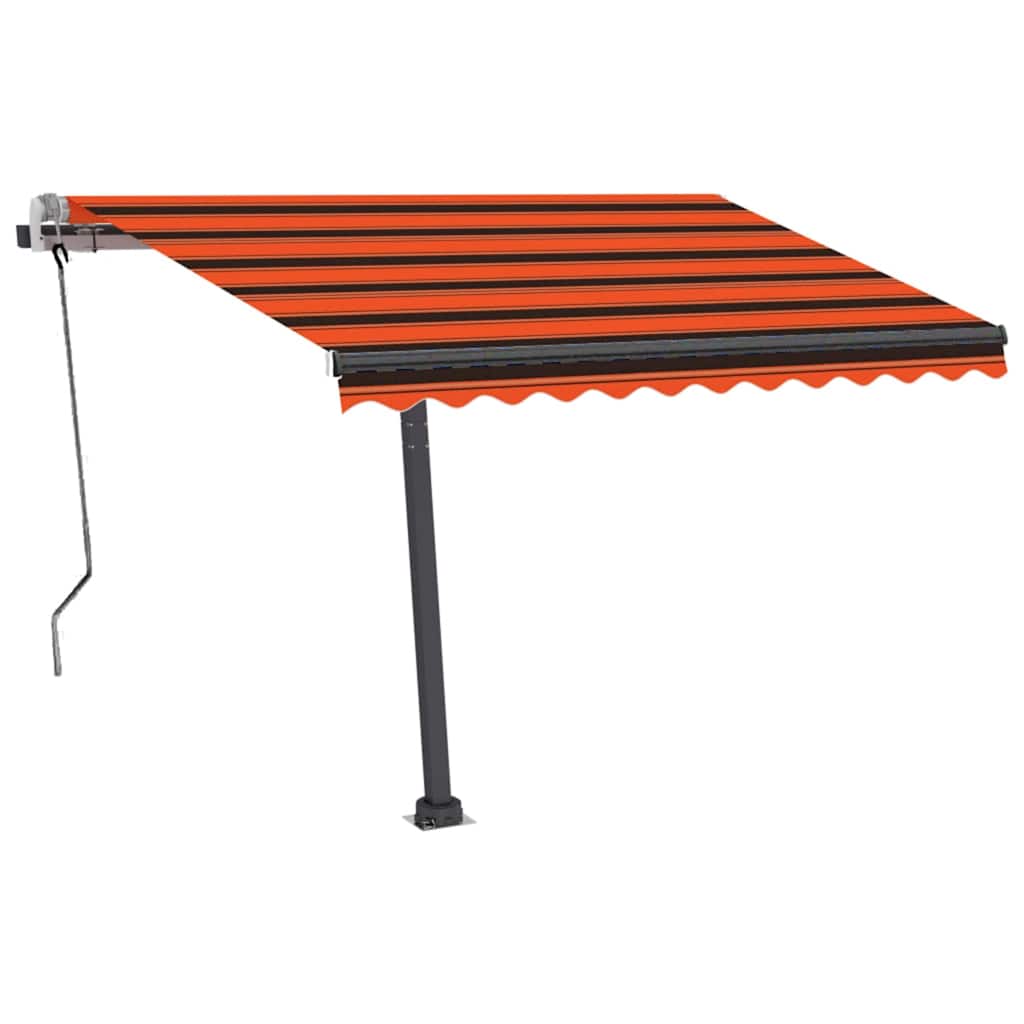 Manual Retractable Awning with LED 350x250 cm Orange and Brown
