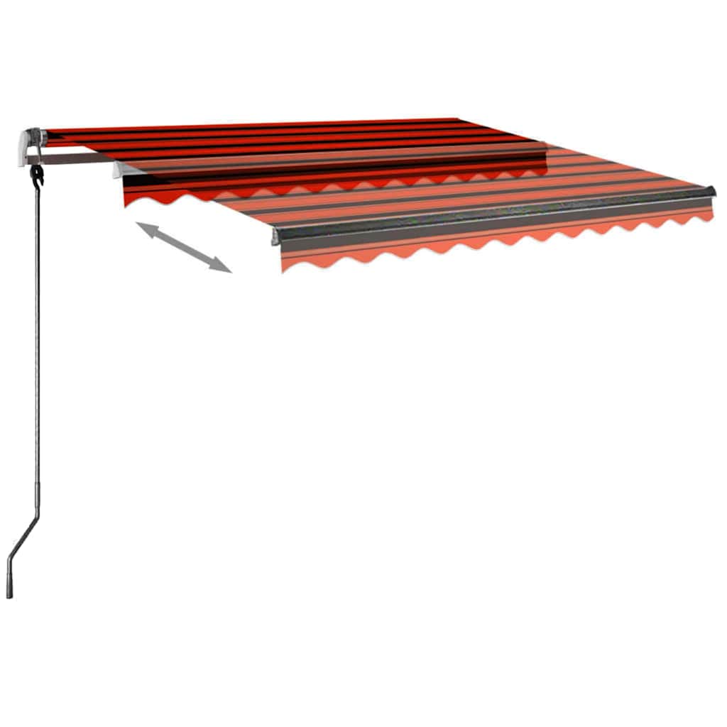 Manual Retractable Awning with LED 350x250 cm Orange and Brown