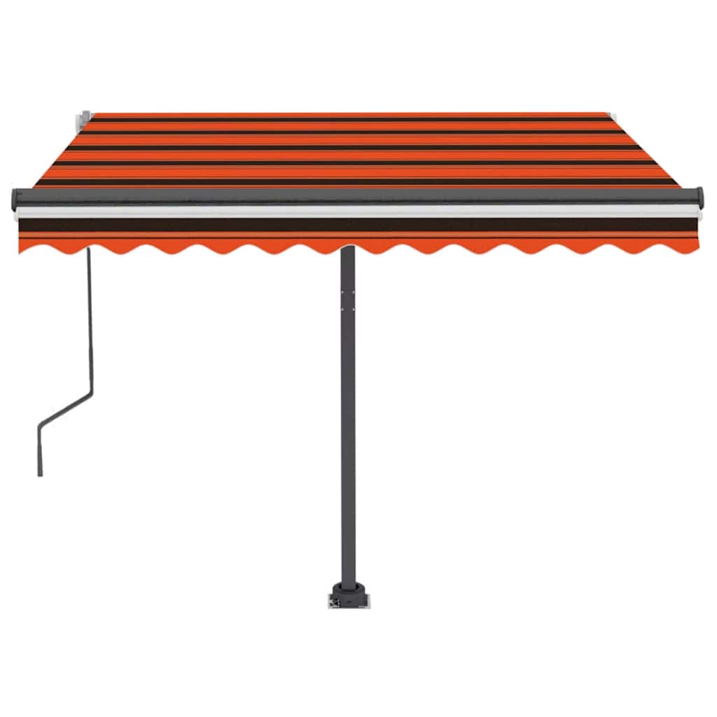 Manual Retractable Awning with LED 350x250 cm Orange and Brown