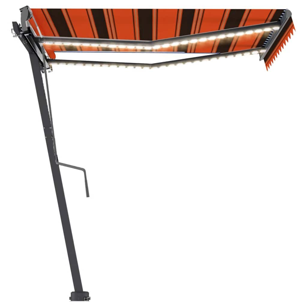 Manual Retractable Awning with LED 350x250 cm Orange and Brown
