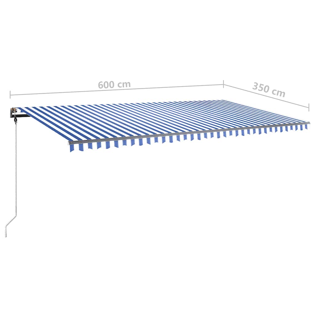 Freestanding Manual Retractable Awning 600x350 cm Blue/White