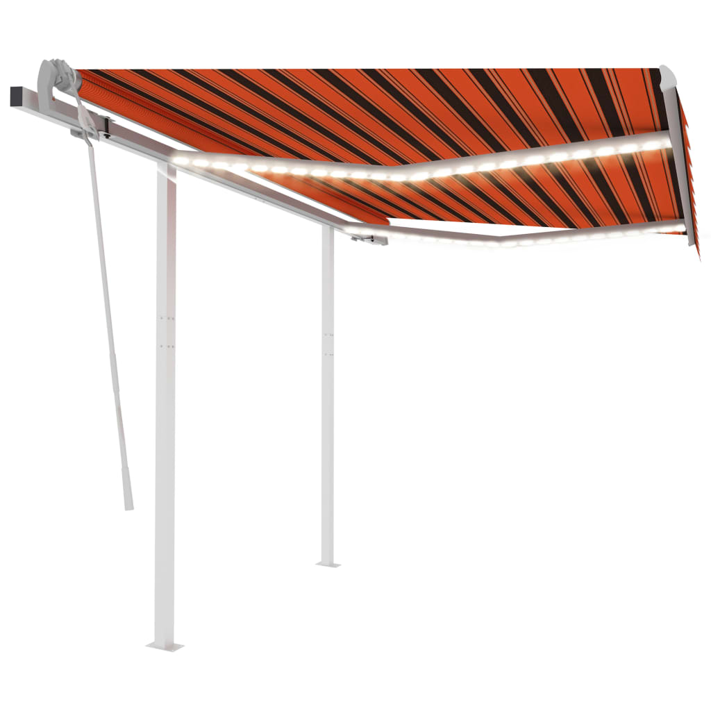 Manual Retractable Awning with LED 3x2.5 m Orange and Brown