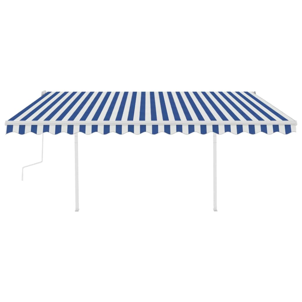 Manual Retractable Awning with LED 4.5x3 m Blue and White